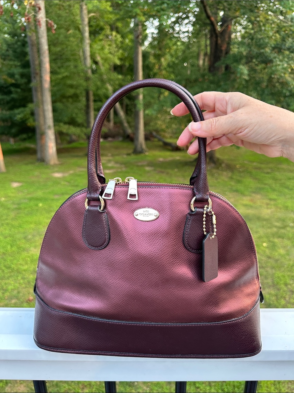 Coach Cora Maroon Dome Satchel Handbag
